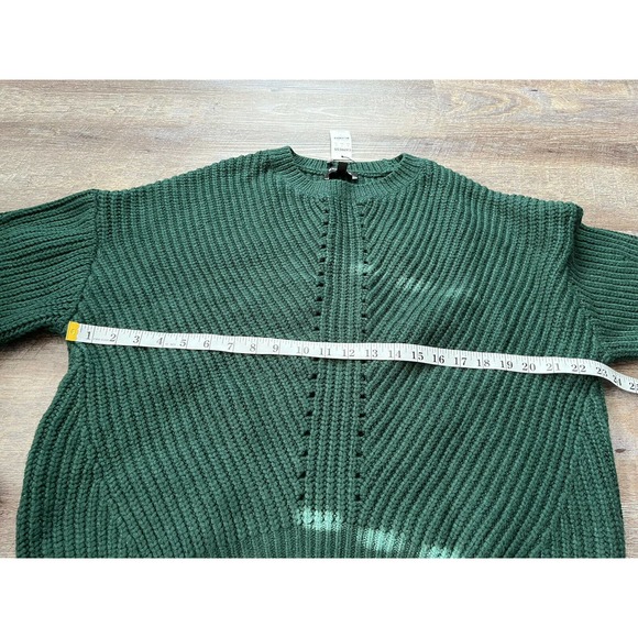 Express Womens Medium Dark Green Pullover Knit Sweater K6 - Picture 7 of 7